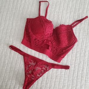 Victoria's Secret | Red Lace Bra and Panty Set